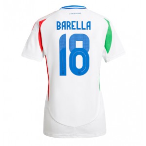 Fotbalové Dres Itálie Nicolo Barella #18 Dámské Venkovní Oblečení ME 2024 Krátký Rukáv